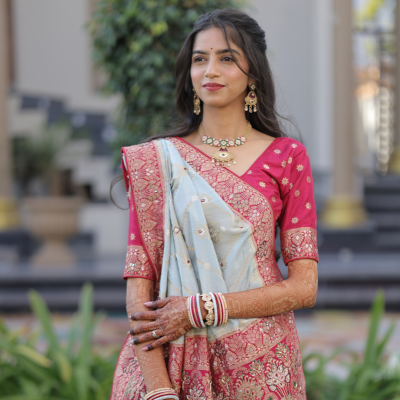 Saree draping service for brides by makeup artist in Udaipur – Bhumika Makeover Magic